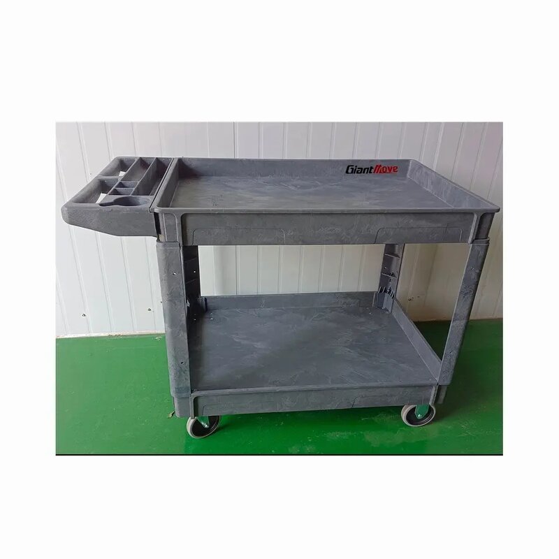 Warehouse Push Cart Supplier - Double Deck Plastic Service Cart
