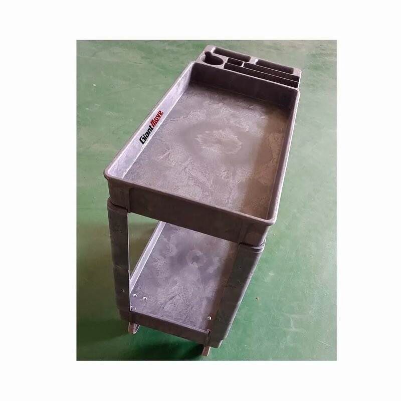 Warehouse Push Cart Supplier - Double Deck Plastic Service Cart