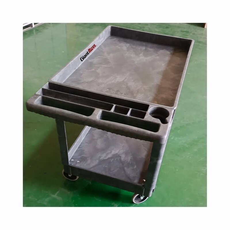Warehouse Push Cart Supplier - Double Deck Plastic Service Cart