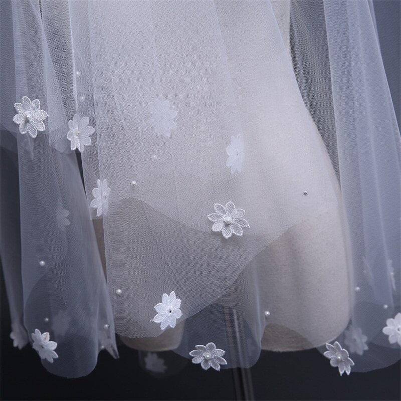 Bridal Veil Manufacturer - OEM/ODM Embroidery Lace Double Layer Hair Comb Veil
