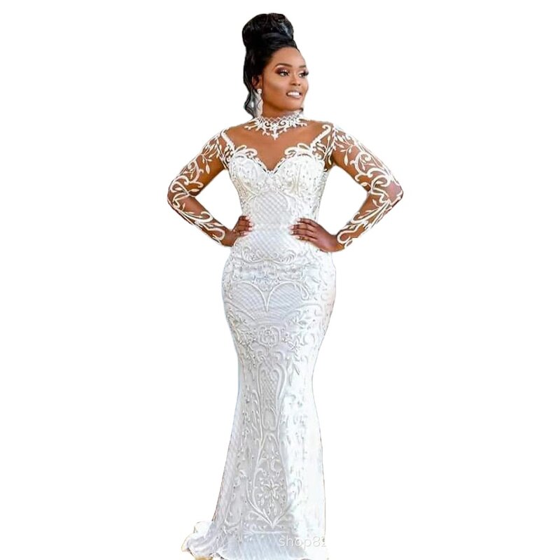 African Wedding Dress Manufacturer - OEM/ODM Luxury Round Neck Mermaid Gown