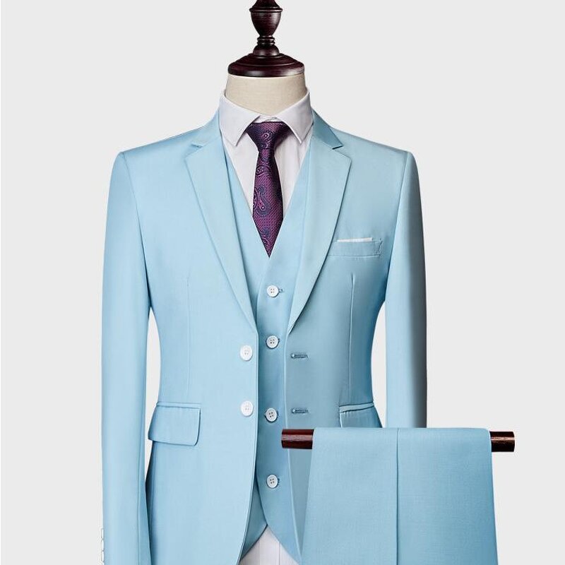 Men's Suit Manufacturer - OEM Custom Light Blue Velvet Embroidery Tuxedo Suit