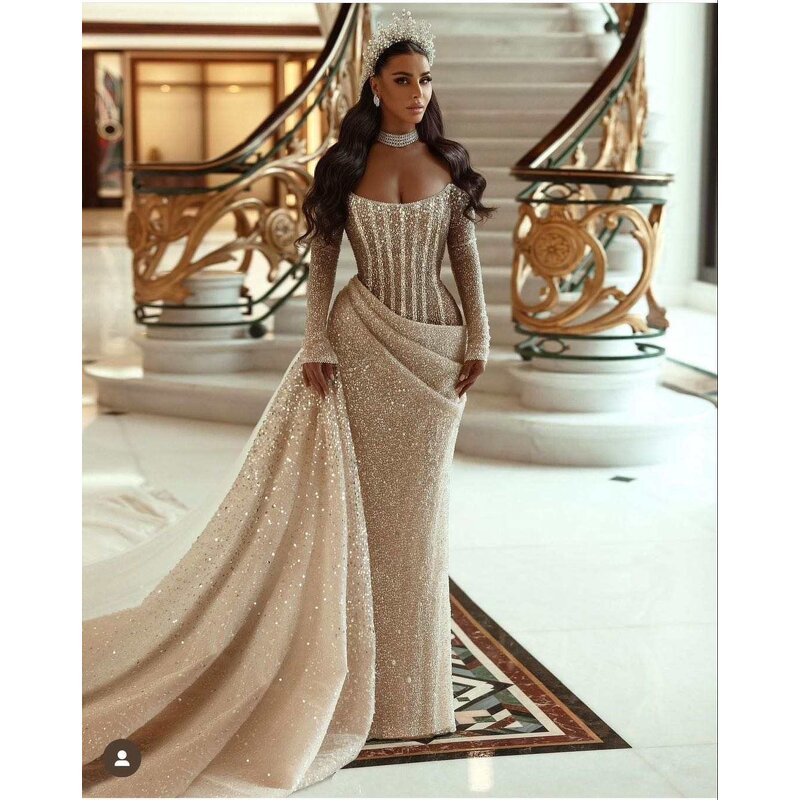 Evening Gown Manufacturer - OEM Custom Mermaid Empire Waist Beaded Gown