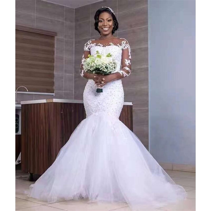 Mermaid Wedding Dress Manufacturer - OEM/ODM Lace O-Neck Long Sleeve Gown