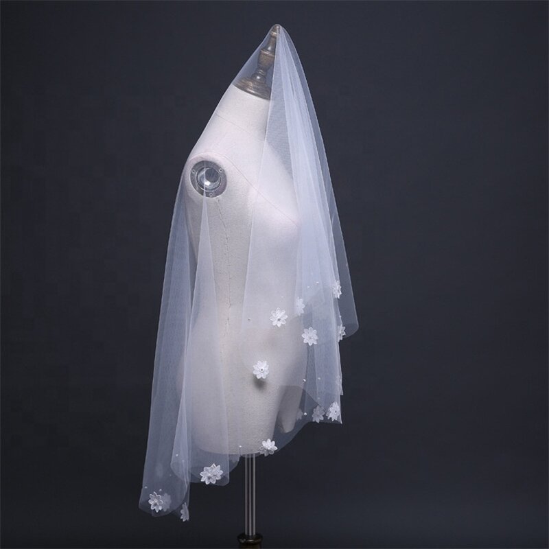 Bridal Veil Manufacturer - OEM/ODM Embroidery Lace Double Layer Hair Comb Veil