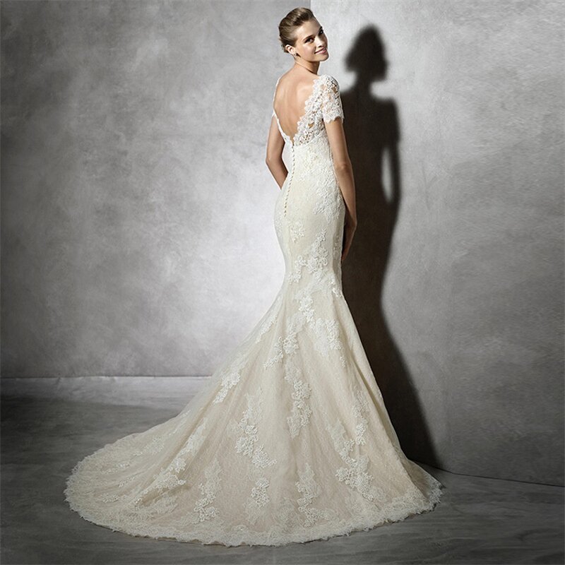 Mermaid Wedding Dress Manufacturer - OEM/ODM Elegant Lace V-Neck Wedding Gown