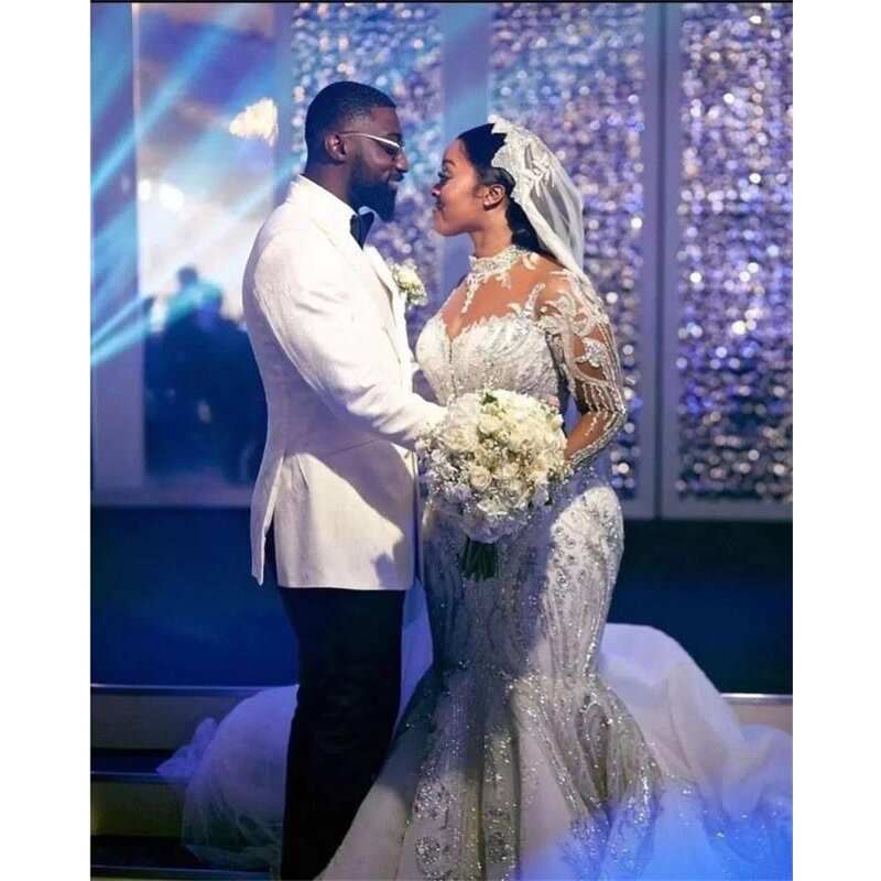 Plus Size Mermaid Wedding Dress Manufacturer - OEM High Collar Beaded Lace Gown