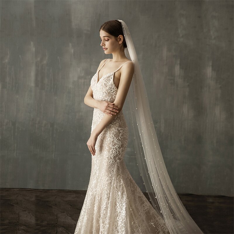 Bridal Veil Manufacturer - OEM/ODM Korean Style Long Tail Lace Tulle Veil