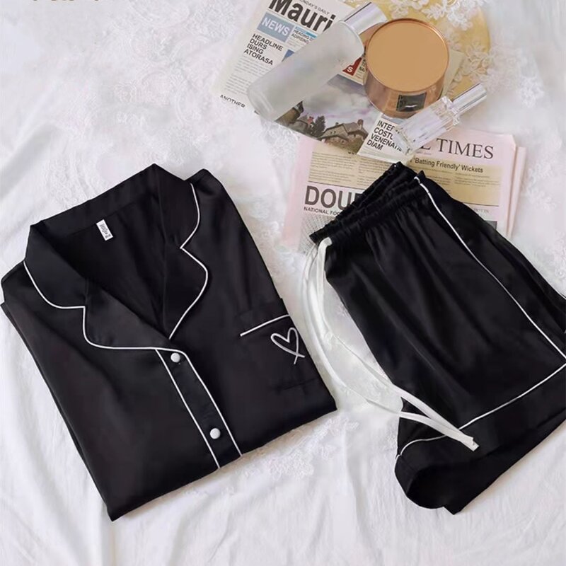 Women's Pajamas Set Manufacturer - OEM/ODM Ice Silk Printed Shorts Home Suit