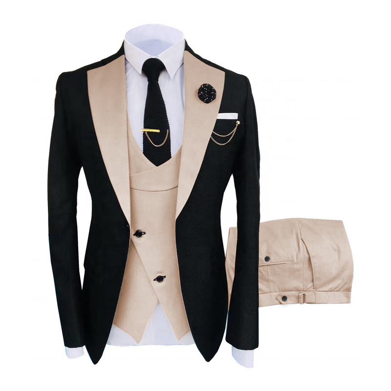 Men's Suit Manufacturer - OEM/ODM Embroidery Sequin Gold Party Wedding Groom Suit
