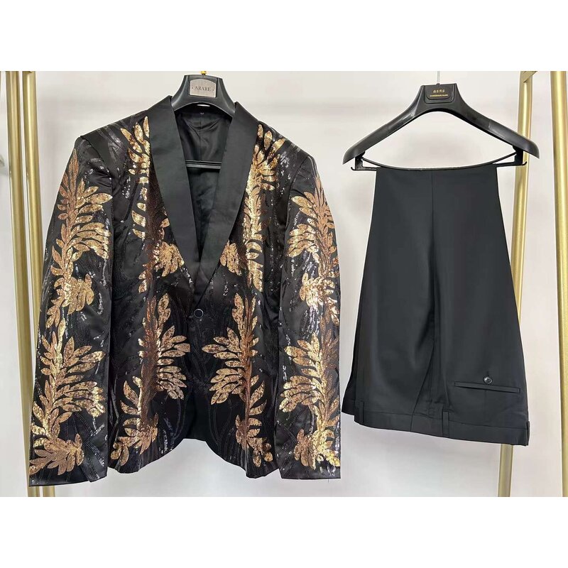 Men's Suit Manufacturer - OEM/ODM Wine Red Velvet Host Singer Performance Suit