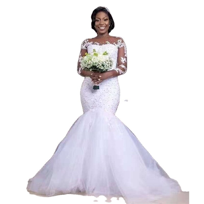 Mermaid Wedding Dress Manufacturer - OEM/ODM Lace O-Neck Long Sleeve Gown