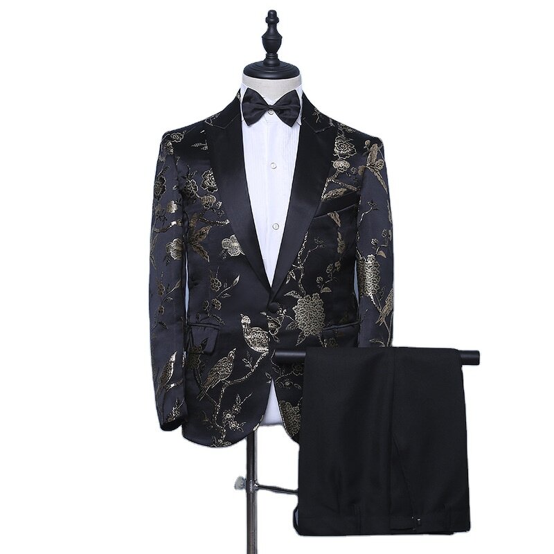 Men's Suit Manufacturer - OEM/ODM Two Piece Embroidery Tuxedo Groom Suit