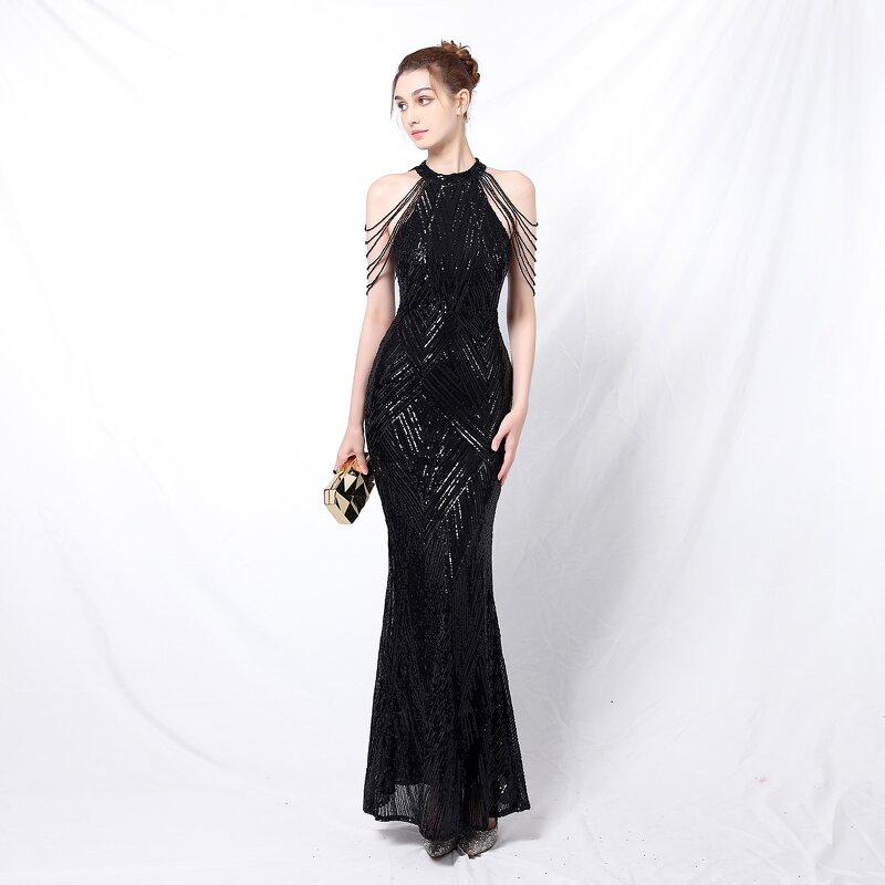 Evening Dress Manufacturer - OEM/ODM Luxury Silver Sequin Strapless Fishtail Gown