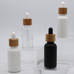 Glass Dropper Bottle Manufacturer - 5-100ml Bamboo Frosted Clear