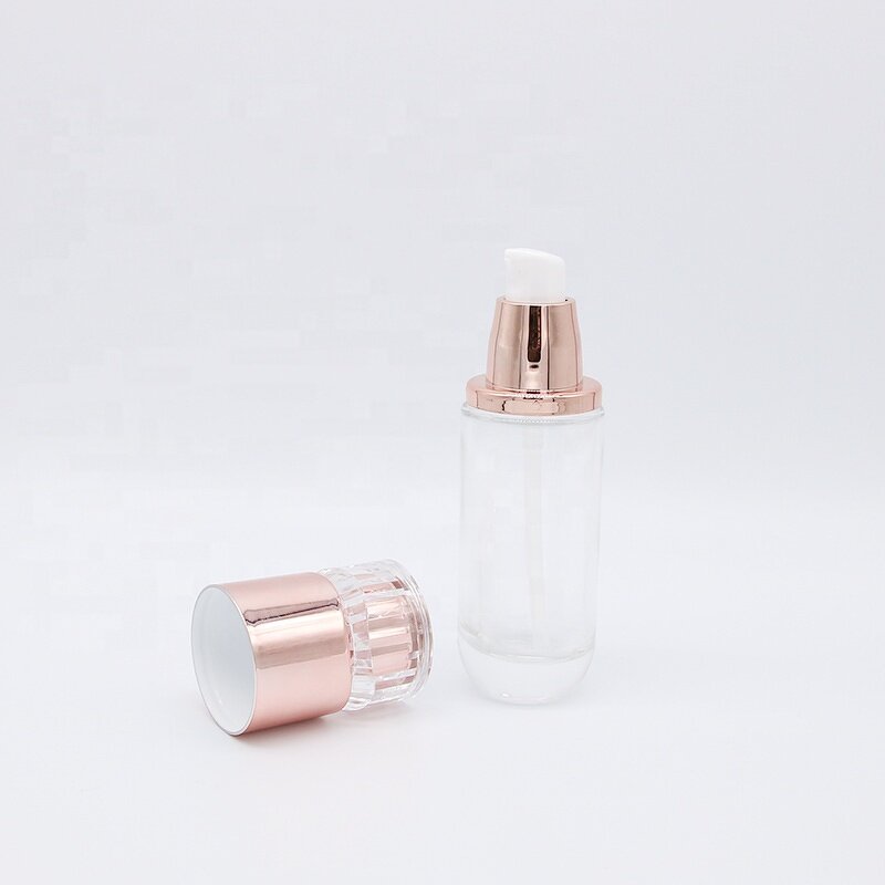 Glass Bottle Supplier - 30-120ml Rose Gold Spray Emulsion Essence