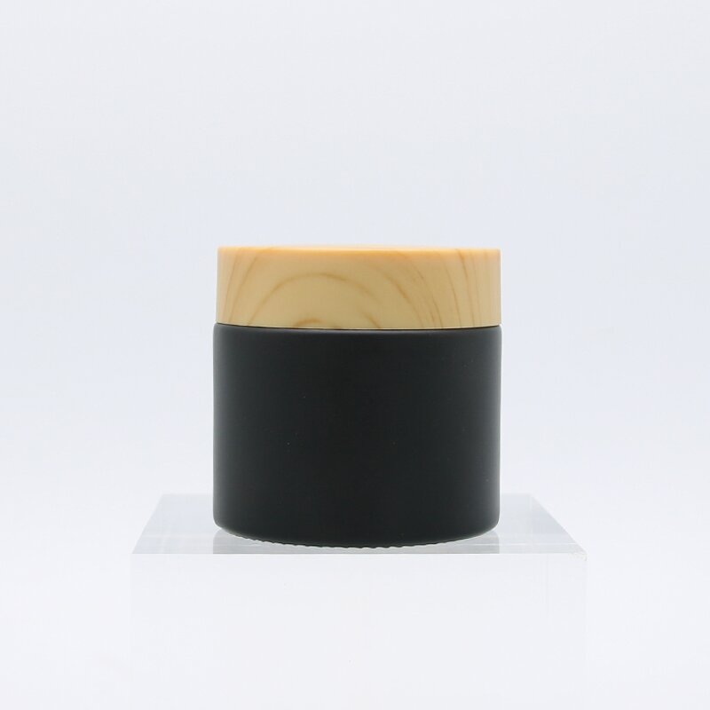 Glass Cream Jar Factory - 60g Matte Black with Bamboo Lid Eye Cream