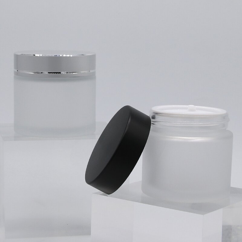Glass Cream Jar Factory - 60g Clear with Plastic White Cap