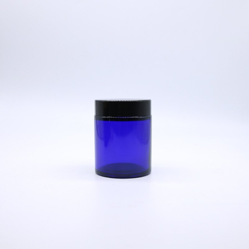Glass Jar Manufacturer - Large Capacity 100ml Blue Cylindrical Amber