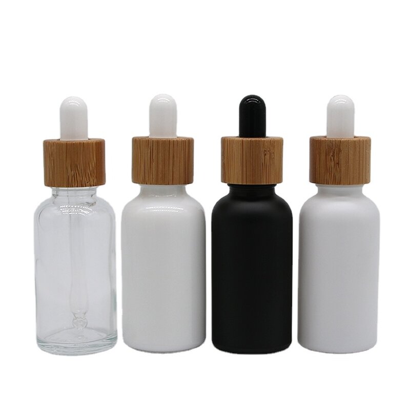 Glass Serum Bottle Factory - 30ml Bamboo Lid Frosted Custom Color