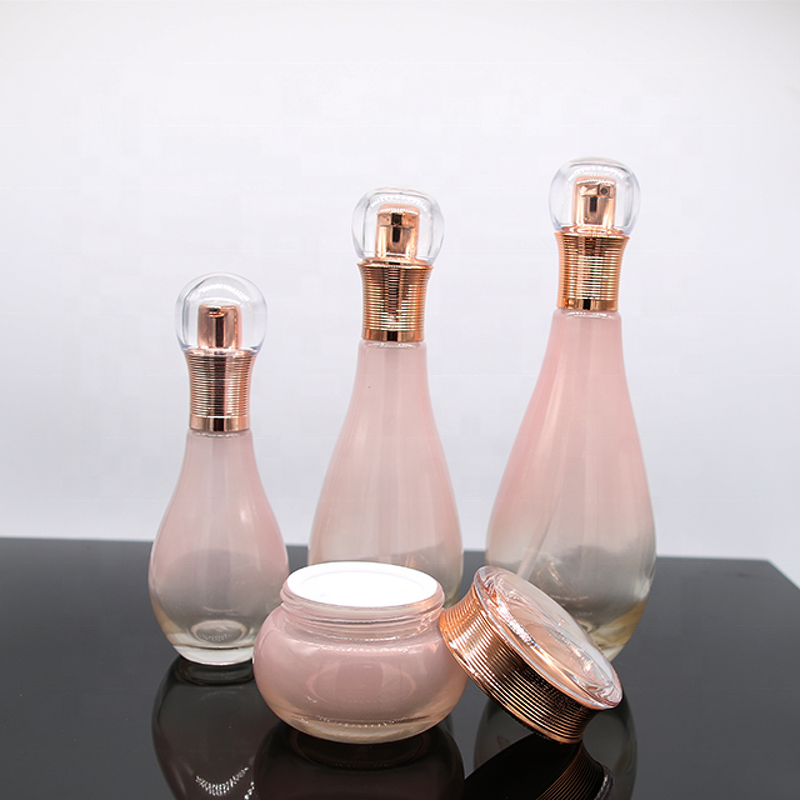 Cosmetic Set Glass Bottle Factory - 60-150ml Bowling Shape Rose Gold