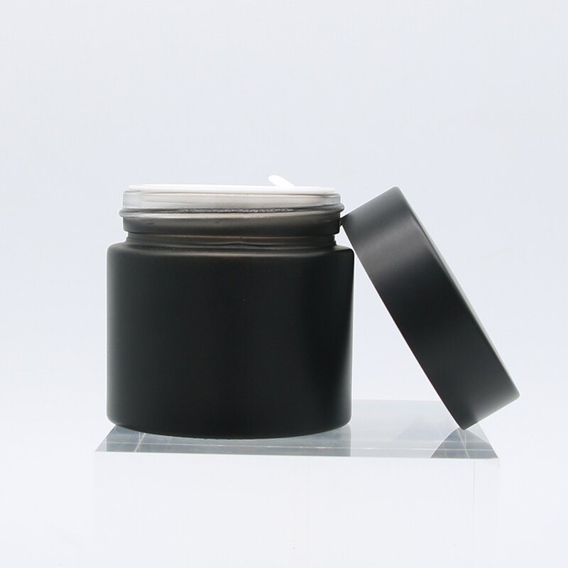 Glass Cream Jar Factory - 60g Matte Black with Bamboo Lid Eye Cream