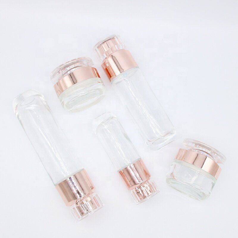 Glass Bottle Supplier - 30-120ml Rose Gold Spray Emulsion Essence