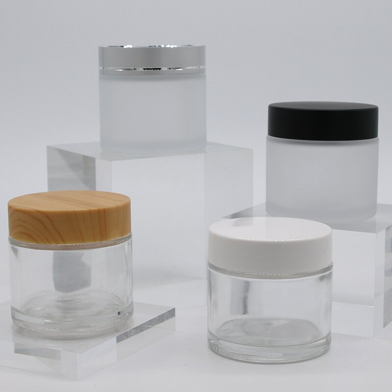 Glass Cream Jar Factory - 60g Clear with Plastic White Cap