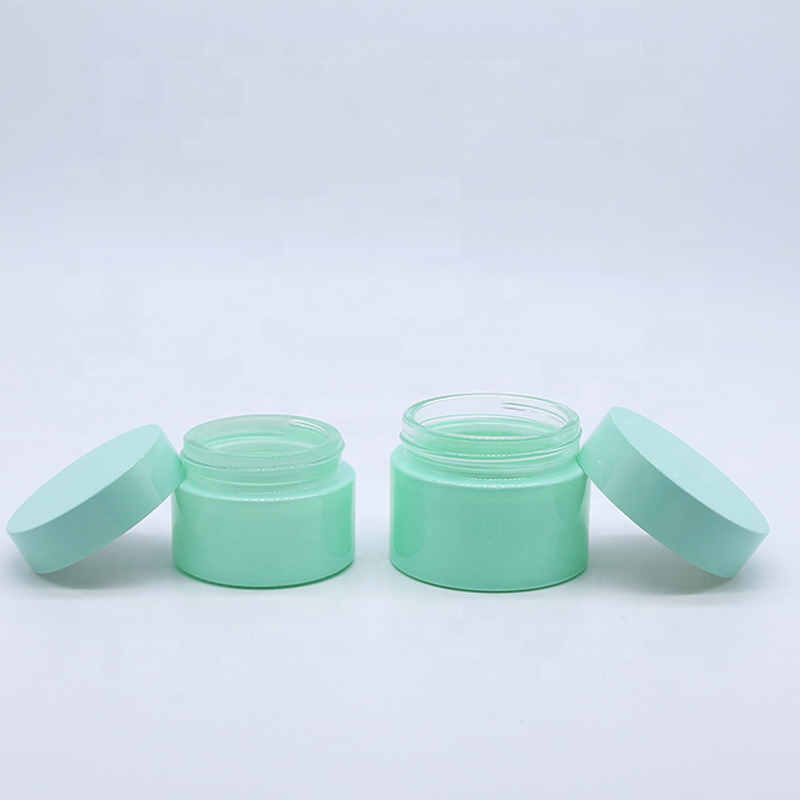 Face Cream Glass Jar Supplier - Wholesale 30-50g Light Green Empty