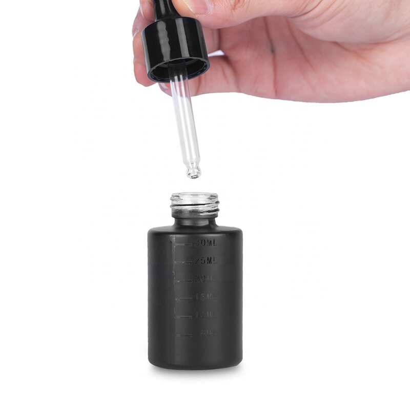 Glass Dropper Bottle Factory - 30ml Luxury Matte Black Essential Oil