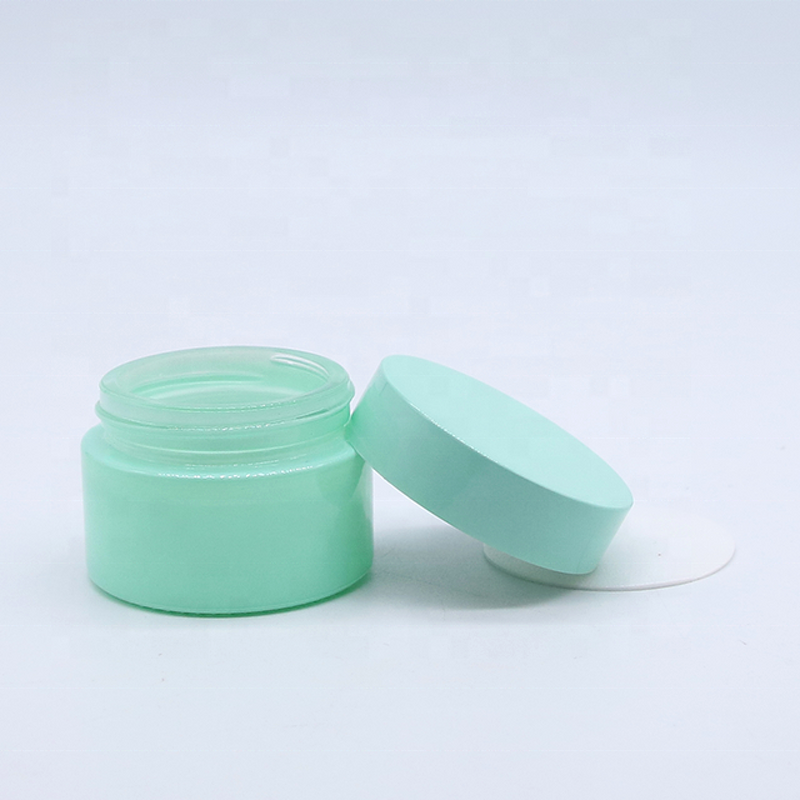 Face Cream Glass Jar Supplier - Wholesale 30-50g Light Green Empty