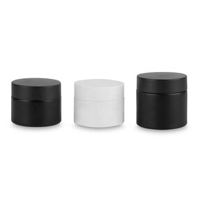 Amber Glass Jar Factory - 5 Pack Round Cosmetic Jar with Black Lid