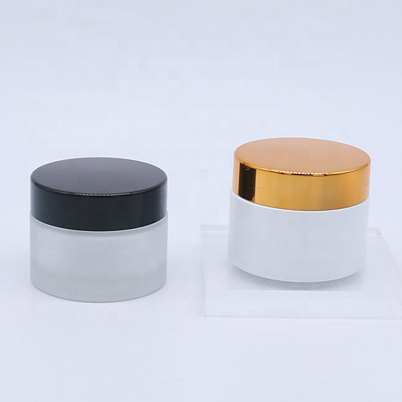 Glass Jar Supplier - Luxury Round White Frosted 50g with Screw Cap