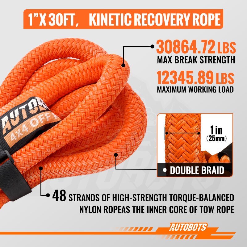 Kinetic Rope Manufacturer - 7/8" 22mm 20ft 30ft 14T Double Braid