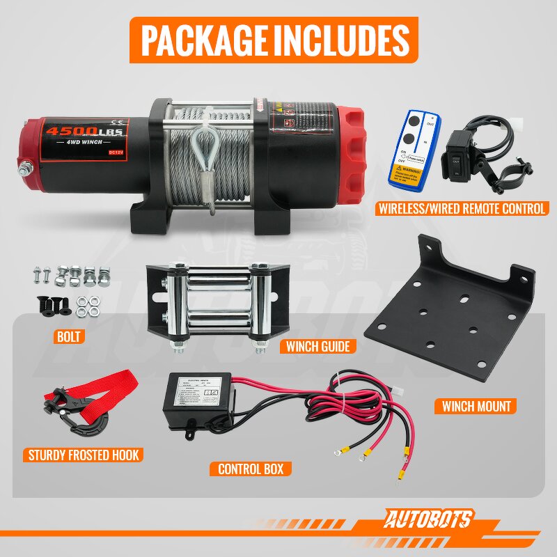 ATV Winch Factory - 12v 4500Lb for Road Trailer Towing Synthetic