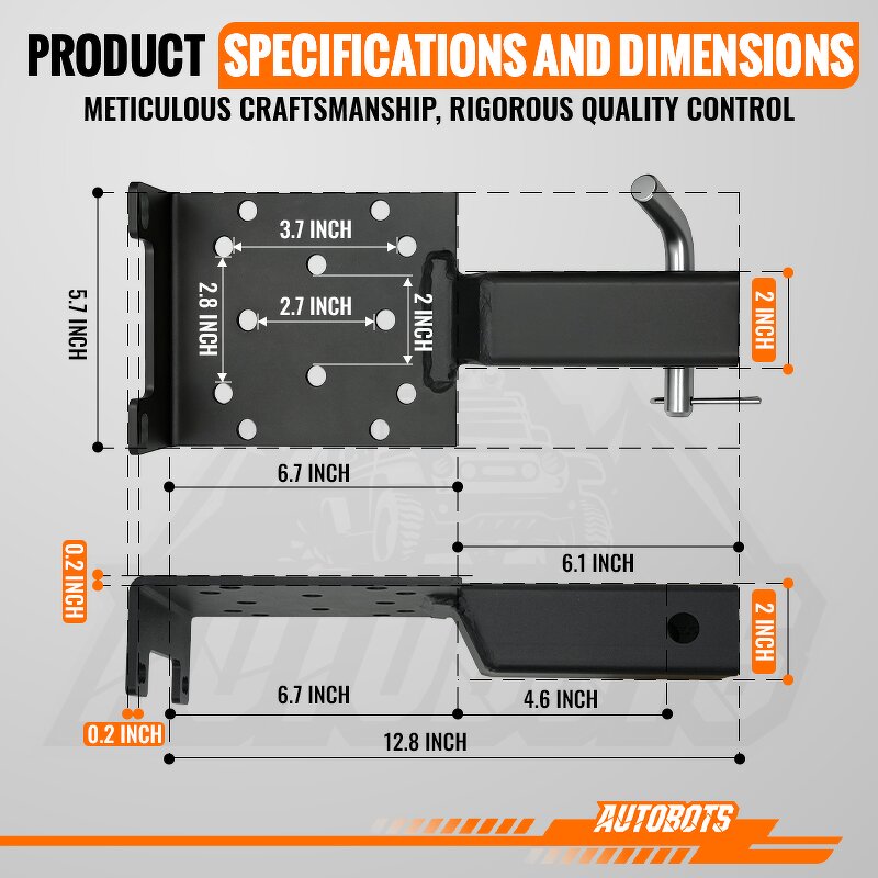 Winch Mount Plate Supplier - Universal 3500lbs for 2" Trailer Hitch