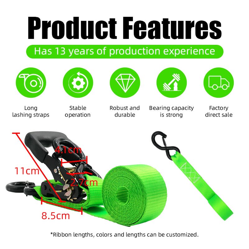 Ratchet Straps Factory - Custom Size 1500lb Break Strength Retractable