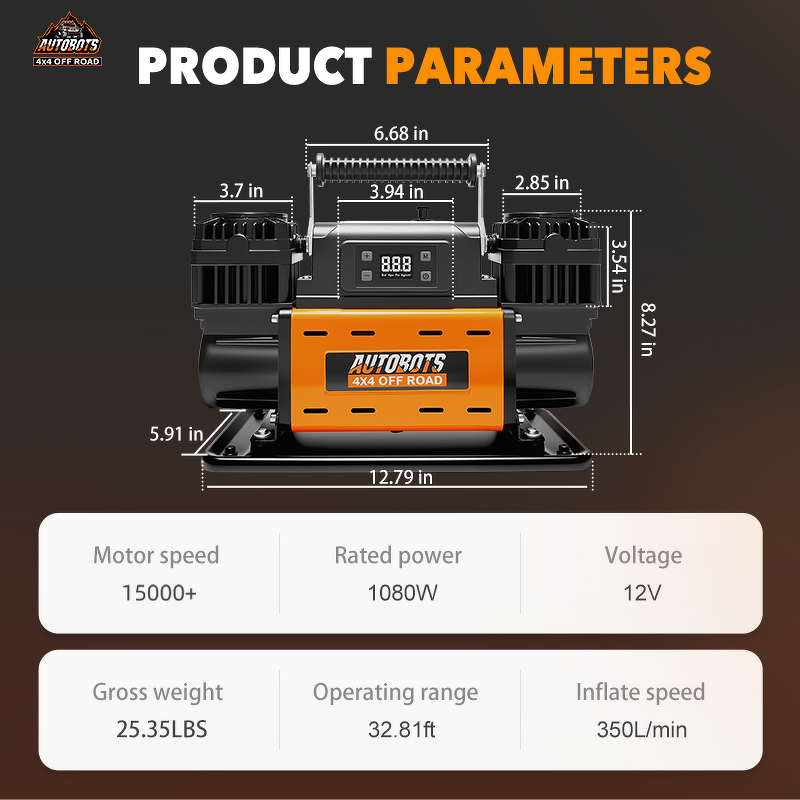 Tire Air Compressor Supplier - 12V Double Cylinders Digital Display