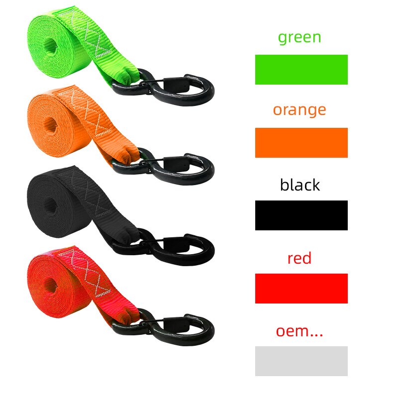 Tie Down Straps Supplier - 1in x 8ft Green Polyester Motorcycle Retractable