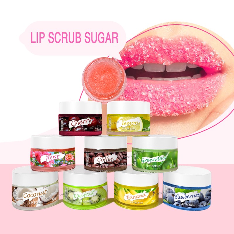Private Label Pink Lip Scrub Organic Exfoliating Moisturizing Smooth Vegan Fruit Sugar Lip Mask Scrub