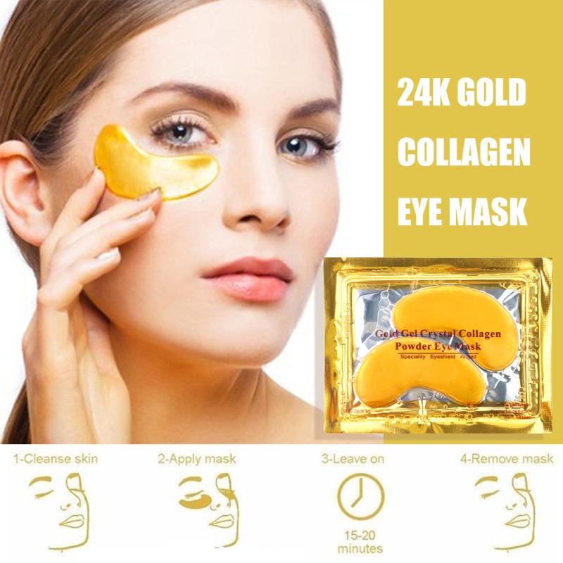 24K Gold Collagen Eye Mask - Anti-Wrinkle Gel Patches with Crystal Collagen & Gold Powder for Private Label & Factory Price