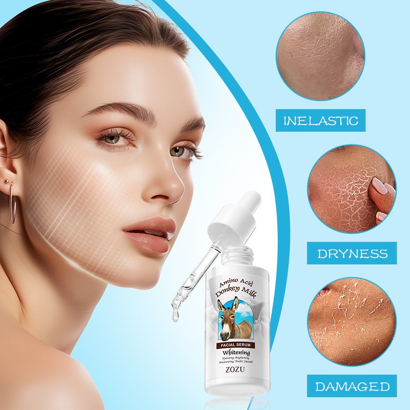 Private Label Donkey Milk Facial Serum Vitamine C Essence Skin Care Anti Wrinkle Face Serum Beauty Products