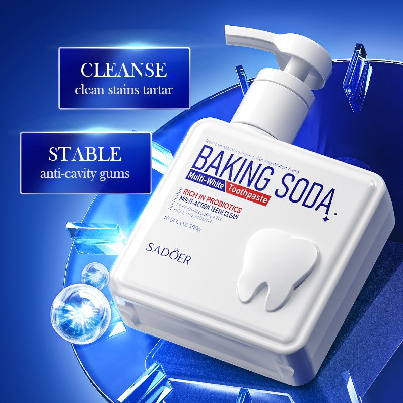 Private Label SADOER Baking Soda Toothpaste Cleaning Teeth Whitening Probiotics Mint Toothpaste Whiten Teeth Oral Care