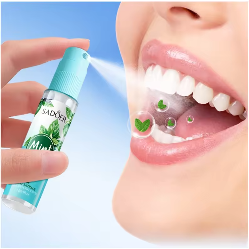 Portable Mouth Spray Breath Freshener Mint Flavor 18ml Lasting Fresh Breath Fruit Mouth Freshener Oral Care Breath Spray