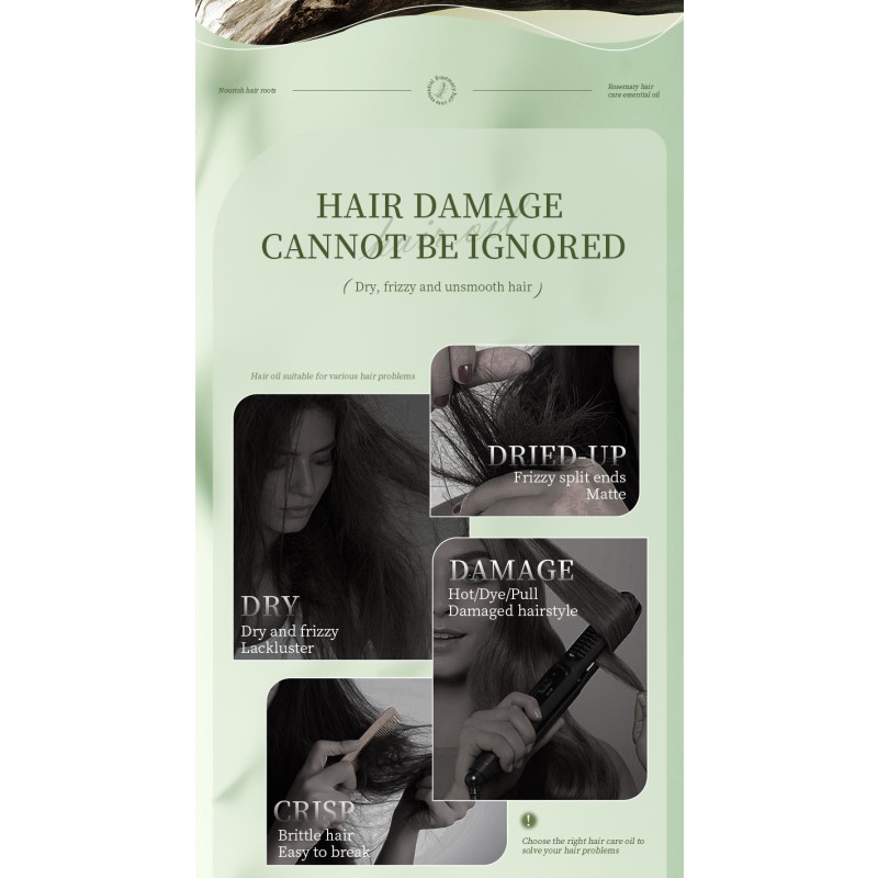 Private Label Best Strengthening Organic Nourishing Shine Smoothing Peppermint Rosemary Hair Growth Oil