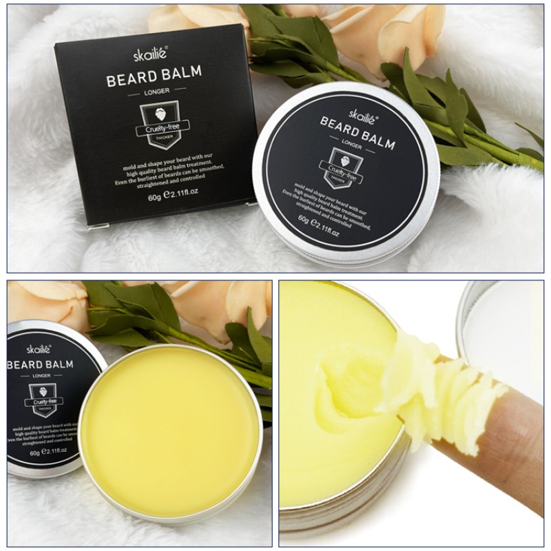 Hot Sale OEM Customized logo 60g Relieve Itching Smoothed Beard Treatment Men's Beard Balm