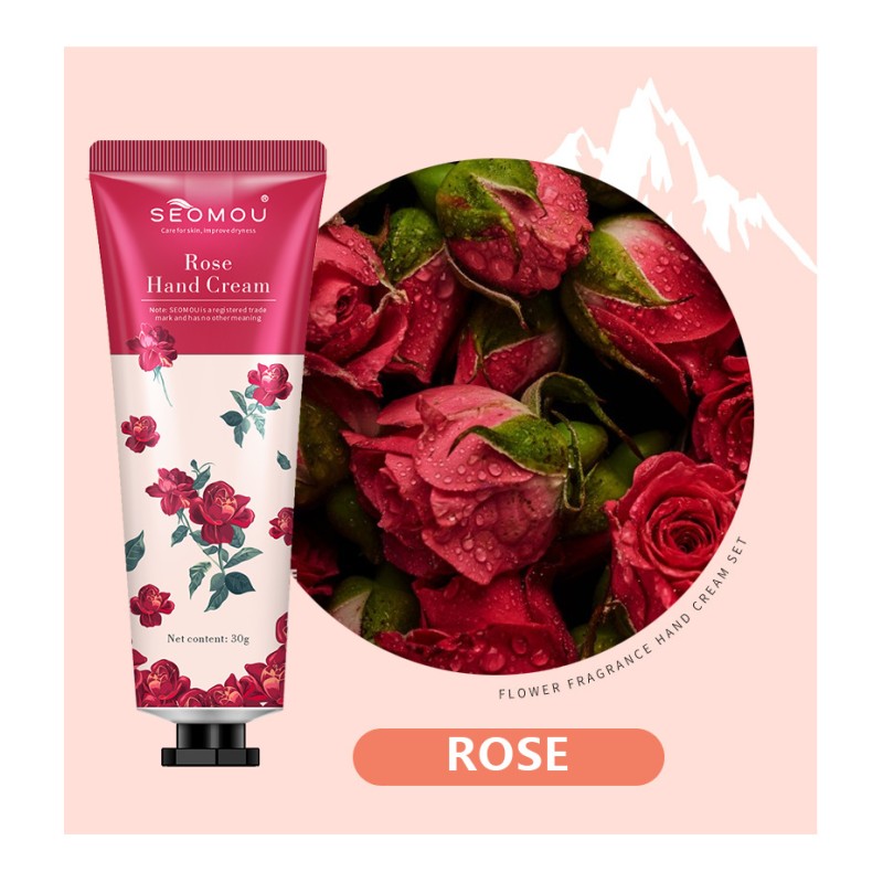 Best Selling Fruit Plant Extract Rose Peach Strawberry Olive Moisturizing Mini Hand Cream Fragrance Travel Whitening Hand Cream