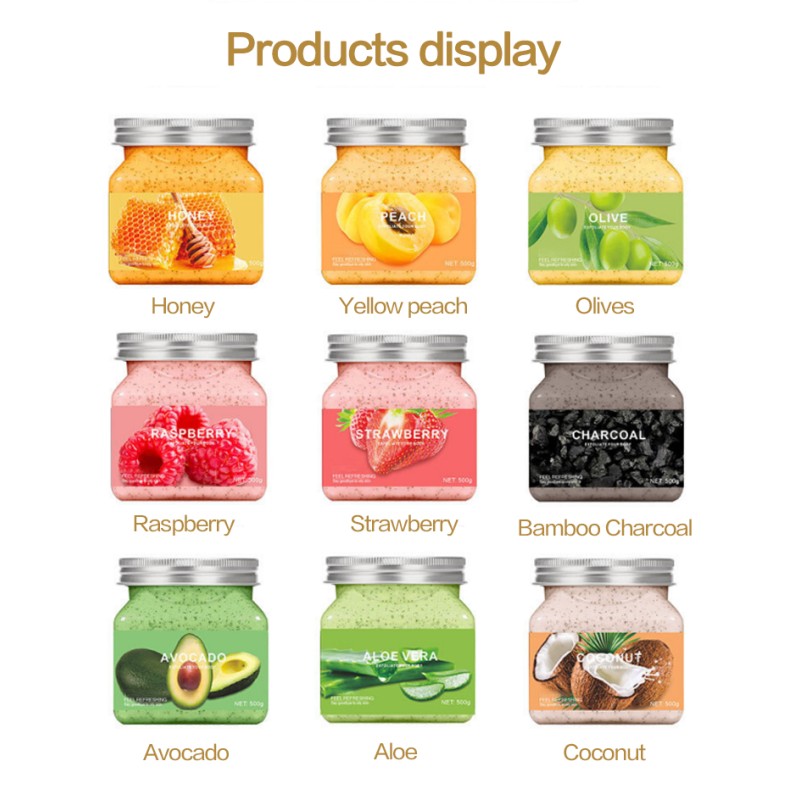 Wholesale Custom logo Private Label Fruit Coconut Skin Whitening Lightening Beauty Exfoliating Body Scrub Design Your Own Scrubs