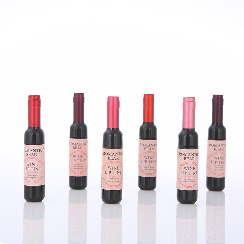 6 Colors Matte Liquid Lipstick Wine Lip Tint Waterproof Long Lasting Lip Gloss Mini Make up Lip Sticks Wine Bottle