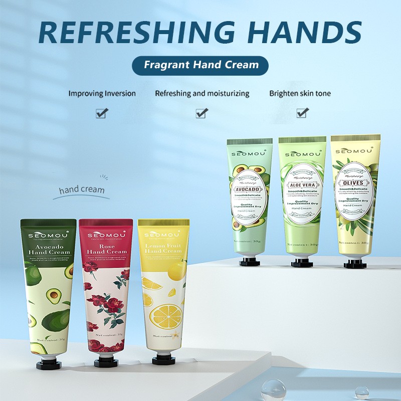 Best Selling Fruit Plant Extract Rose Peach Strawberry Olive Moisturizing Mini Hand Cream Fragrance Travel Whitening Hand Cream